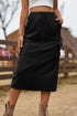 'Solana' Drawstring Waist Slit Denim Skirt - Celes Fashion